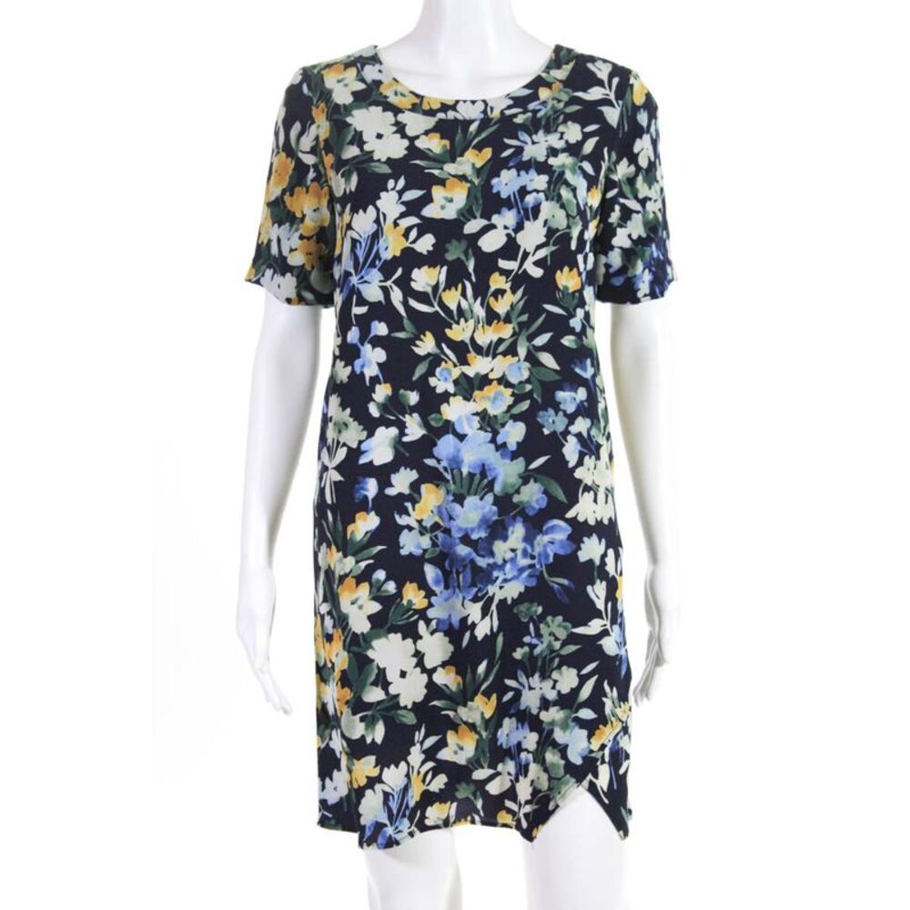 Slate & Willow Womens Floral Throw Shift Dress Blue Size 10 10371680